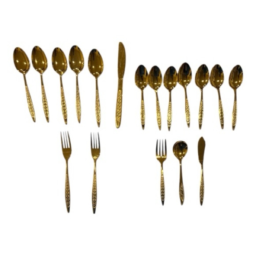 Elegant Gold Stainless steel Clover Hill 18 piece